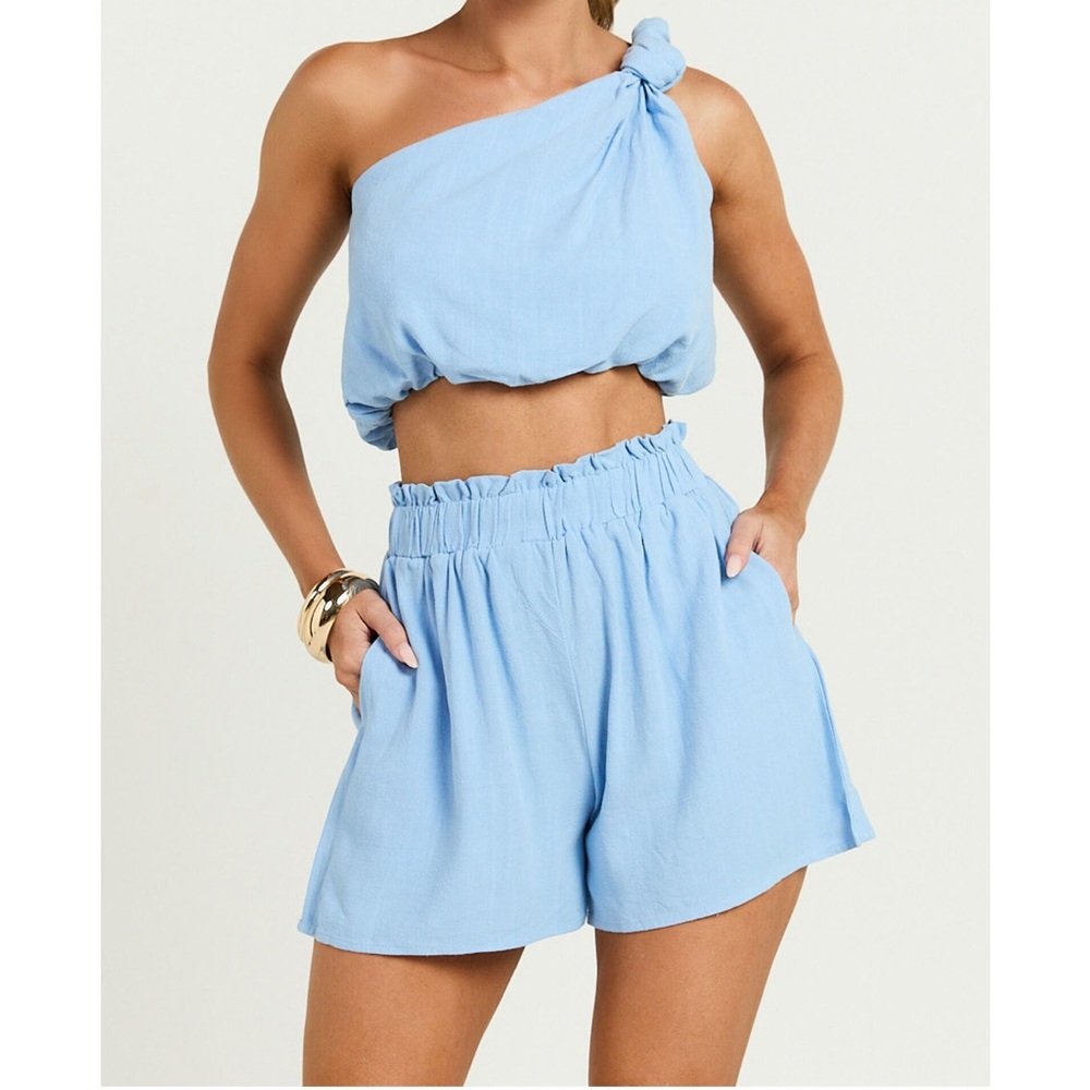 Petal & Pup Light Blue Women Top & Shorts